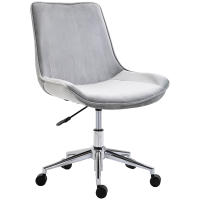 HOMCOM Silla de Oficina Giratoria Silla de Escritorio Ergonómica con Altura Ajustable Respaldo Tapizado en Terciopelo Suave y Ruedas Carga 120 kg 52,5x60x82-91 cm Gris - details 0