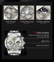 Reloj De Pulsera Masculino OLEVS 2856 Multifuncional Cronógrafo Original Cuarzo Fase De La Luna 24 Horas Resistente Al Agua - details 7