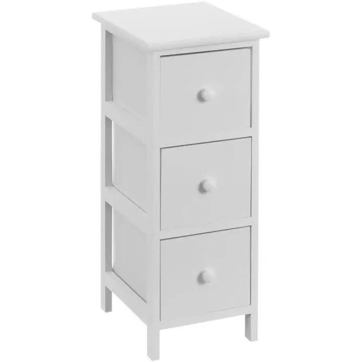 G Cajonera Blanca de Madera de Paulonia con 3 Cajones de 25x25x60 cm/30x24x60cm/28x37x57cm/25x25x51cm - Versátil y Práctica - 1