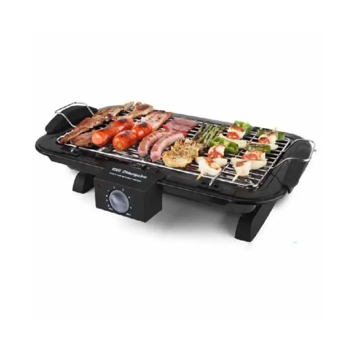 Suinga Barbacoa Eléctrica de Sobremesa Orbegozo 2200W | Tamaño de la Parrilla 39x21,5 Cm - 1