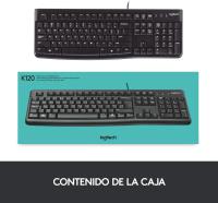 Logitech K120 Teclado USB con Cable para Windows, Tamaño Normal, Resistente a Líquido, Barra Espaciadora Curvada, PC/Portátil, Disposición QWERTY Español, Color Negro - ‎920-002518 - details 1