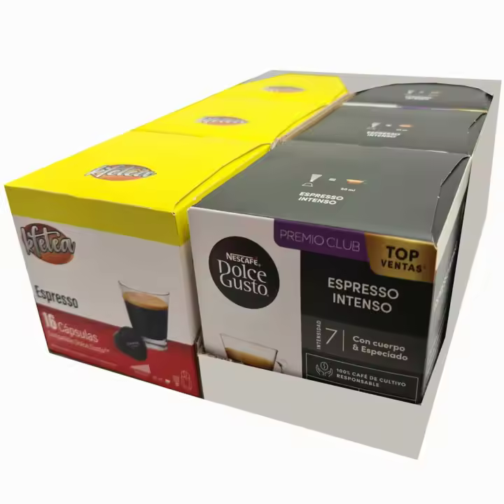 6 cajas Dolce Gusto  96 capsulas 3 Originales y 3 de Kfetea - 1