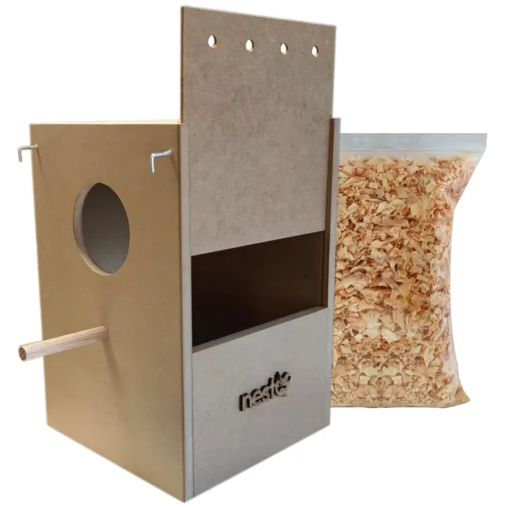 Nestq Nido para Ninfas 35Cm - Casita de Cría de Madera - Nido Grande para Aves - Nido de Madera Vertical - 1