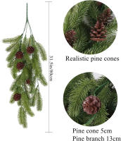 Planta Artificial De Pino Con Hojas Y Conos De 80cm 5 Ramas Colgante Para Decoración De Navidad Y Hogar Material Plástico - details 6