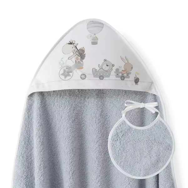 Interbaby Capa de baño de bebe 1 metro x 1 metro algodon 100% con babero de regalo - 1