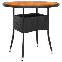 vidaXL Mesa de jardín madera acacia y ratán sintético Ø80x75 cm en color Gris/Negro | estructura resistente ideal para salón dormitorio o estudio - details 1