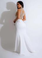 Vestido De Noche Largo Para Mujer Con Pedrería Y Abertura Alta Vestido De Seda Y Spandex Elegante Y Sexy Para Bodas Y Fiestas - details 23