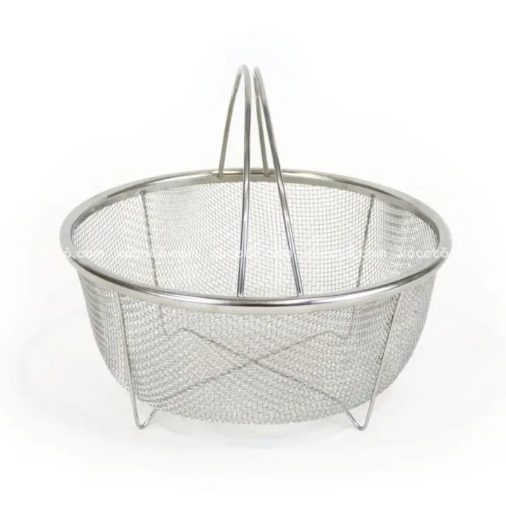 XOCOTŌ® Cestillo Freidor / Hervidor de Verduras para ollas, cacerolas, etc  19,5x9x15,5cm  Colador / cestillo de Acero Inoxidable, para hervir o freir comida con asas, rígido - XOCOTŌ® - 1
