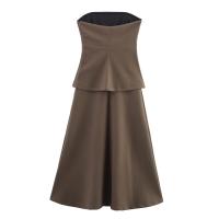 Vestido UNIZERA Para Mujer Estilo Straight Con Cintura Acoplada Y Hombros Descubiertos Sin Mangas De Verano Alineado Midi Sin Capas - details 3