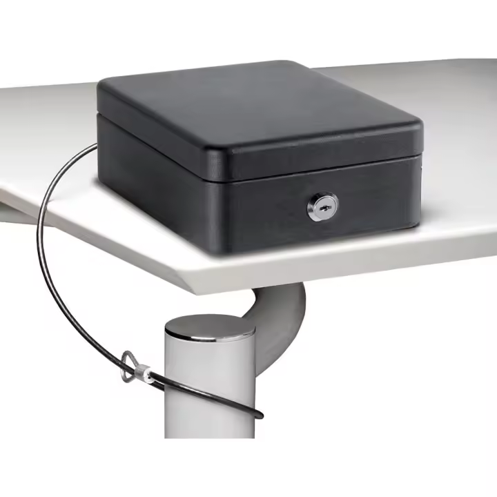 ARREGUI Private C9467 Caja Caudales con Llave para Contar y Transportar Dinero | Caja de Seguridad de acero con Cable de Fijación | Caja fuerte portatil 15 cm de ancho | Color Negro - 1