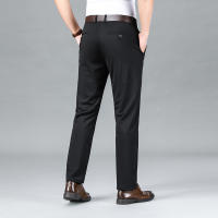 Pantalones Casuales De Seda Para Hombre Primavera/Verano Cintura Media Pierna Larga Y Recta Cómodos Y Transpirables Con Bolsillos - details 14