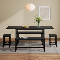 Juego de Comedor 5 Piezas (1 Mesa Retráctila + 4 Sillas Negro) - Mesa Flexible 120-160x70cm, Capacidad para 6 Personas, Diseño Multitractile - details 2