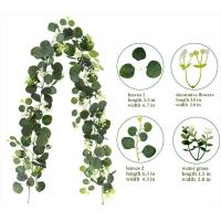Guirnalda Artificial De Eucalipto 180cm Para Decoración De Casamiento Fiesta En Casa Arco De Flores Postizo Plástico De Hoja - details 3