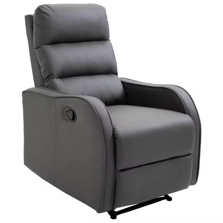 HOMCOM Sillón Relax con Reclinación Manual hasta 160°con Reposapiés Retráctil Esponja de Densidad Tapizado en PU 65x89x100cm - 1
