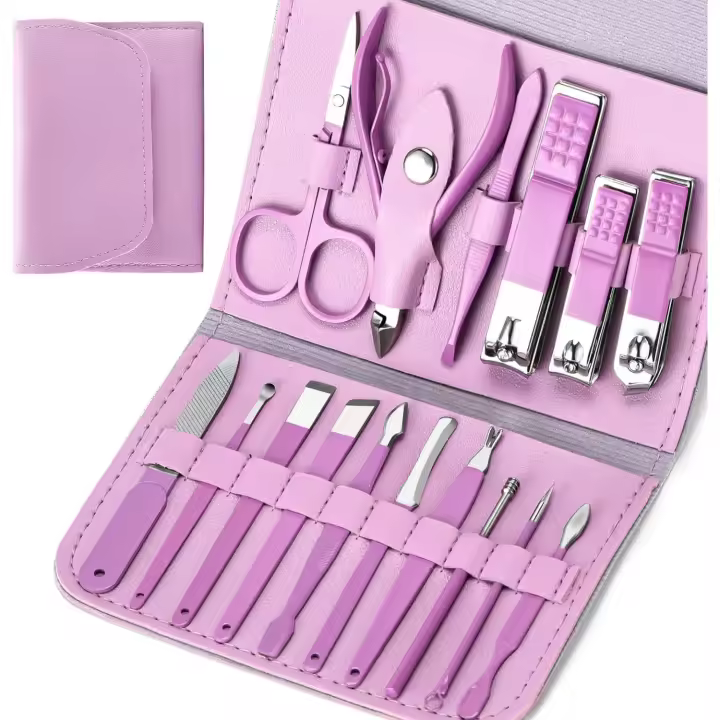 Start Makers Kit de manicura y pedicura, cortaúñas, 16 en 1, profesional, de acero inoxidable, recortador de cutículas, kit de aseo para hombres y mujeres con estuche de almacenamiento - 1
