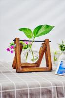 Jarrón De Vidrio Para Plantas En Escritorio Estación De Propagación Hidroponía Con Soporte De Madera Terrario Juego De Flores Estilo Americano Y Art Decó - details 0