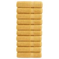 vidaXL Toallas de ducha 10 uds 100% algodón 70x140 cm 600 gsm Color Dorado,  Antracita,  Blanco y mas - details 0