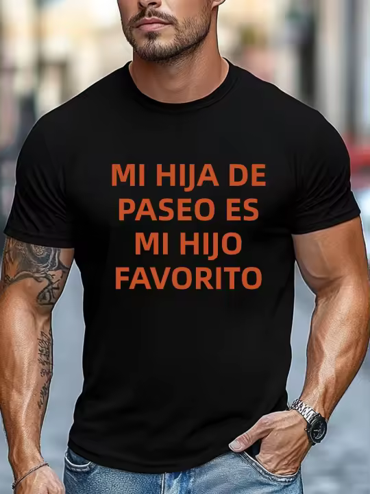Camiseta De Verano MY STEP DAUGHTER IS MY FAVORITE CHILD Para Hombres Cómoda Y Transpirable Con Estampado Casual Para El Día - 1