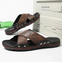 Zapatillas De Cuero Extra Anchas Para Hombre Sandalias De Comodidad Clásica Ligera Antideslizante Suela Duradera Para Exteriores - details 16
