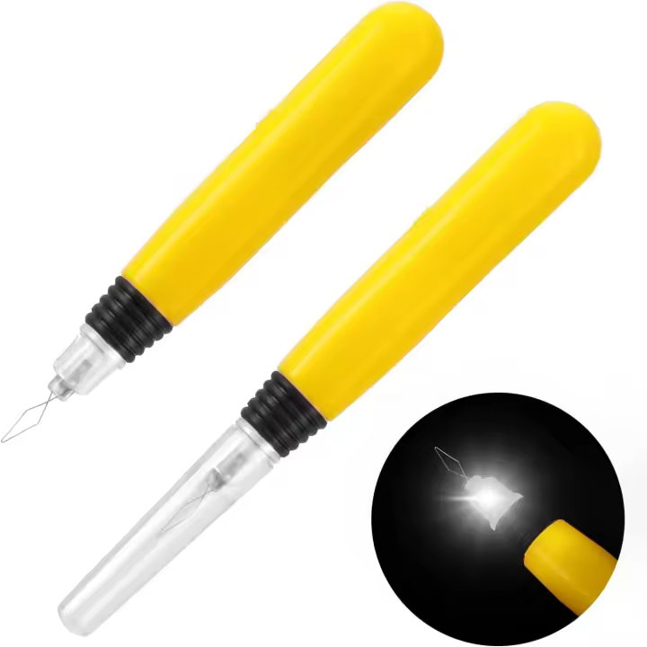 Enhebradores de aguja LED, enhebradores de aguja de bucle de alambre de plástico iluminado, herramienta de costura de Máquina manual portátil de bricolaje (2 paquetes) - 1
