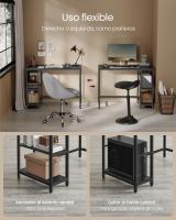 Escritorio Industrial con 2 Estantes Ajustables - Mesa de Trabajo para Oficina o Salón, Estructura de Acero, Marrón Rústico y Negro Tinta - details 17