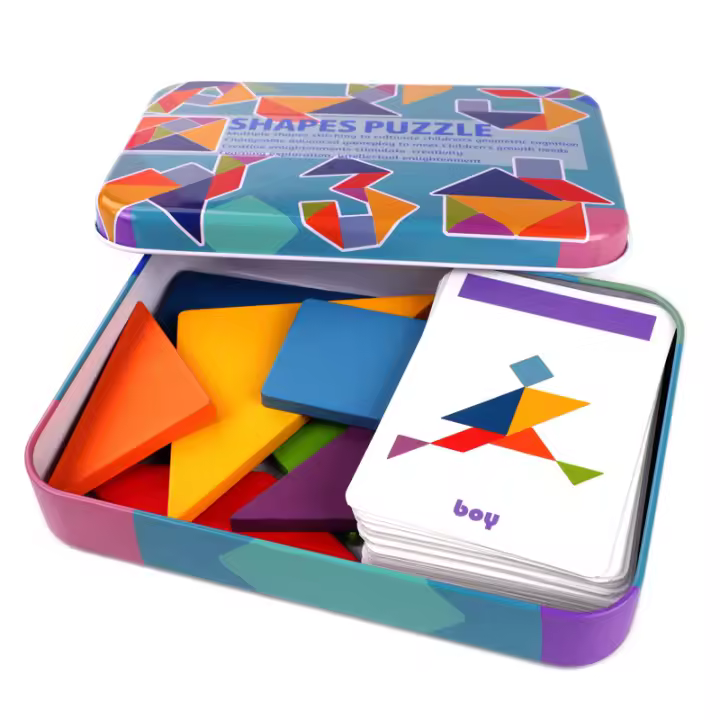 Puzzle De Madera 3D Con Patrón Animal Juego Educativo Montessori Para Niños Juguetes De Tangram Coloridos Regalo Para Niños - 1