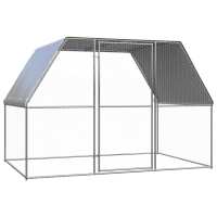 vidaXL Gallinero de acero galvanizado plateado y gris 3x2x2 m - details 0