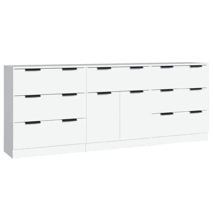 vidaXL APARADOR DE 3 PIEZAS MADERA CONTRACHAPADA BLANCO - 1