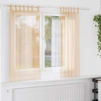 vidaXL Cortinas de gasa con trabillas 2 uds 140x140 cm en color Morado/Terracota/Tuquesa y más | protección solar decorativa para ventanas hogar oficina dormitorio fácil de instalar - details 3