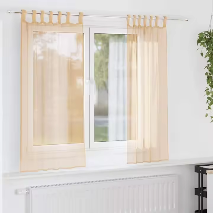 vidaXL Cortinas de gasa con trabillas 2 uds 140x140 cm en color Morado/Terracota/Tuquesa y más | protección solar decorativa para ventanas hogar oficina dormitorio fácil de instalar - 1