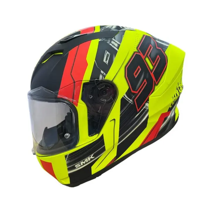 CASCO INTEGRAL MARCA SMK MODELO STELLAR SWANK COLOR CON AMARILLO Y NEGRO HOMOLOGADO - 1