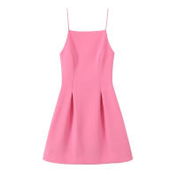 Vestido TRAFZA Para Mujer Estilo Romántico Y Chic Color Rosa Sólido Sin Mangas De Plisado Mini Vestido De Verano Para Vacaciones Y Fechas - details 1