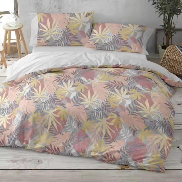 Funda Nórdica Tropical Juvenil | Diseño Moderno Hojas | Todas las Medidas + Tote Bag GRATIS | Tacto Suave Sin Plancha - 1