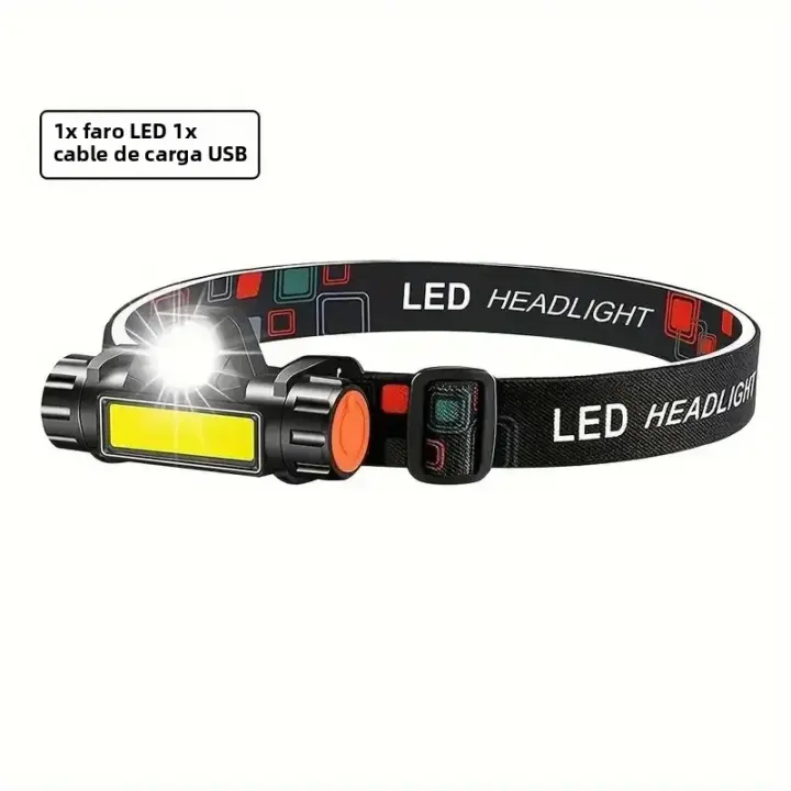 Linterna Frontal LED Recargable USB Para Camping Pescar Y Senderismo Potencia Alta Impermeable Ajustable Con Modos De Iluminación Diversos - 1