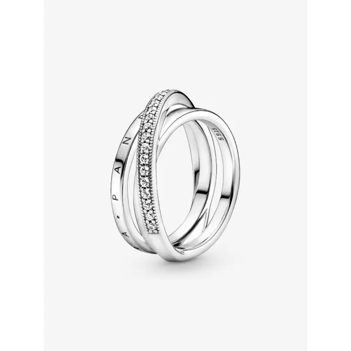 Pandora - Anillo de Triple Band con Pavé Cruzado-Plata de Lei - 1