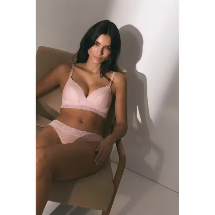 Ysabel Mora - Sujetador sin aro con relleno encaje rosa - 1