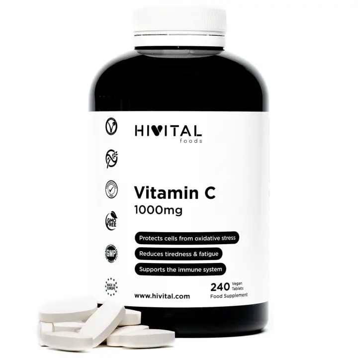 Vitamina C 1000 mg  240 comprimidos (Suministro para 8 meses). Hivital - 1