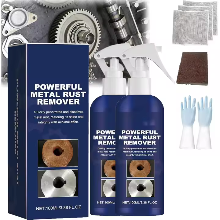 2024 Nuevo y potente eliminador de óxido de metal, spray removedor de óxido multiusos, 100 ml removedor de óxido para metal, spray removedor instantáneo para herramientas, metales, automóvil (2 piezas) - 1