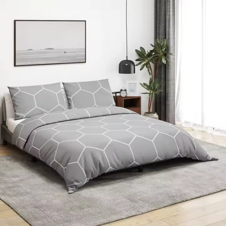 Juego de funda nórdica algodón gris 140x200 cm - 1