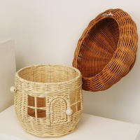 Cesta De Hongo Tejida De Rotura Bohemia Portátil Para Almacenamiento De Juguetes Y Artículos Variados Organizador De Picnic Al Aire Libre Y Vacaciones Material De Paja Ecológico - details 4