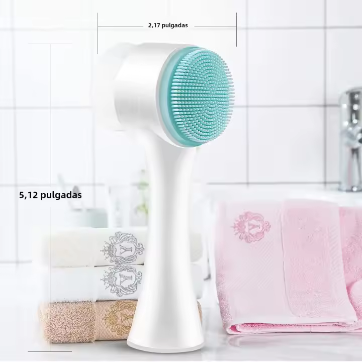 Cepillo Manual Para Limpieza Facial De Doble Lado Con Silicona Escobilla Facial Para Exfoliación Y Masaje Cuidado De La Piel - 1