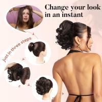 Extension De Cabello Sintético 12" Clip En Cola De Caballo Rizada Corta Para Mujeres Negras Clavija De Mandíbula Peluca De Textura Curva Para Uso Diario - details 5