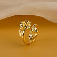 Encanto Anillo de lazo para mujer, estilo elegante, chapado en cobre de 14 quilates, con flor. - details 2