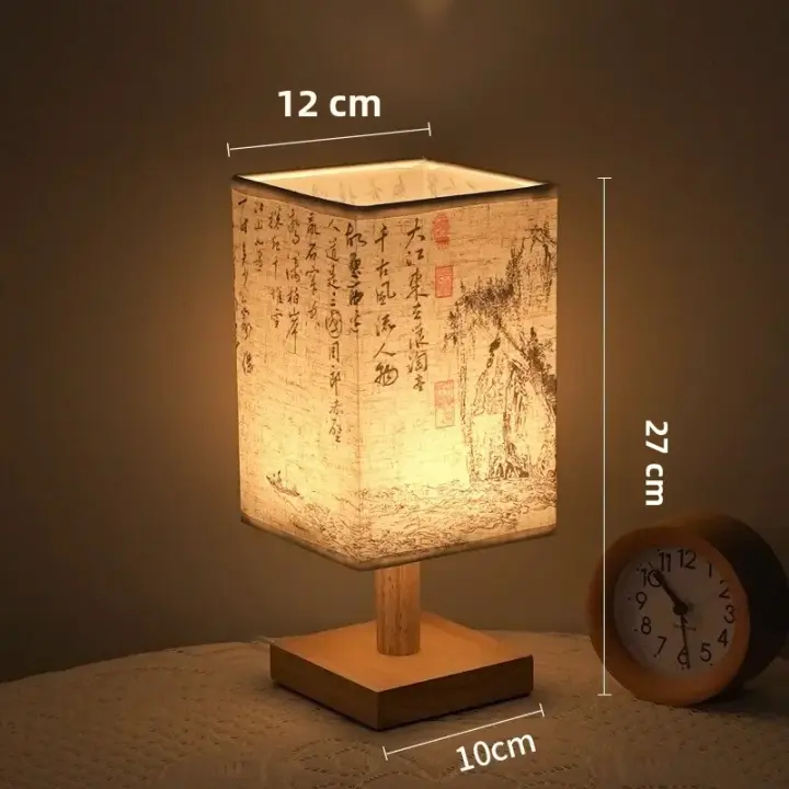 Lámpara De Mesa LED Decorativa Con Sombrilla De Tela Estilo Chino Dimmer Blanca Para Dormitorio Luz Nocturna De Plug Incluida - 1