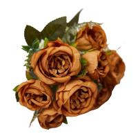 Bouquet Realista De Pétalos Multicapa Artificial Peonía Con Vínculos Verdes Hojas Verdes Flores Falsas Plantas Decoración Para El Hogar - details 3
