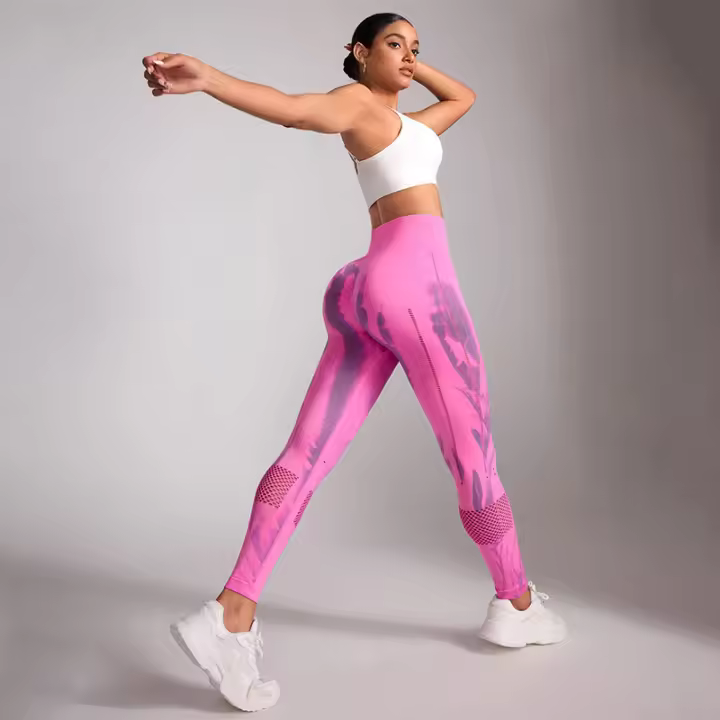 Tie-Dye Pantalones De Yoga Para Mujer Leggings De Gimnasio Cintura Alta Sin Costuras Ajustados Leggings De Entrenamiento - 1