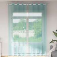 vidaXL Cortinas de gasa con ojales 2 uds en color Amarillo/Tuquesa/Rojo vino tinto y más | protección solar decorativa para ventanas hogar oficina dormitorio fácil de instalar - details 1