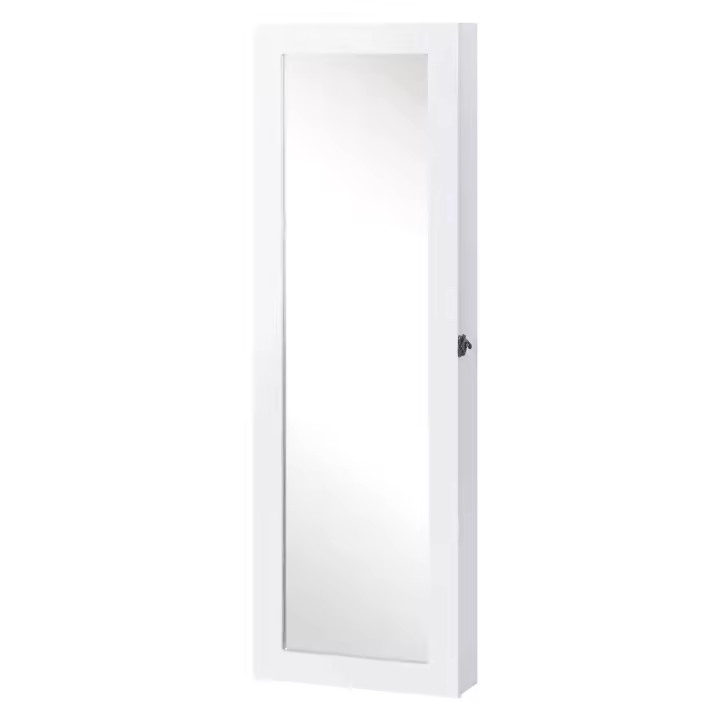 HOMCOM Espejo Joyero Colgante de Pared Armario de Joyería Organizador de Joyas con Ganchos y Ranuras para Collares para Dormitorio Salón 37x9,5x112 cm - 1
