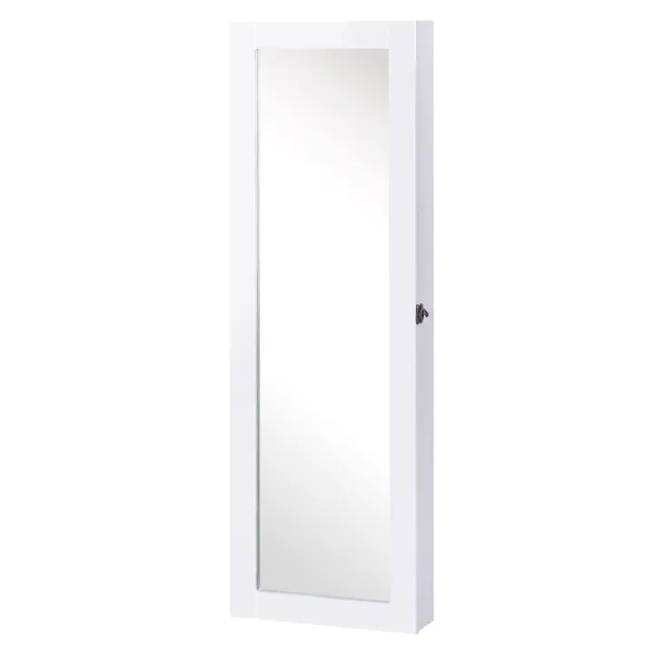 HOMCOM Espejo Joyero Colgante de Pared Armario de Joyería Organizador de Joyas con Ganchos y Ranuras para Collares para Dormitorio Salón 37x9,5x112 cm - 1