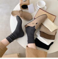 Calcetines De Mujer Estilo Retro Breves De Color Sólido Casual Transpirables Para Otoño E Invierno Suaves Y Cómodos - details 2